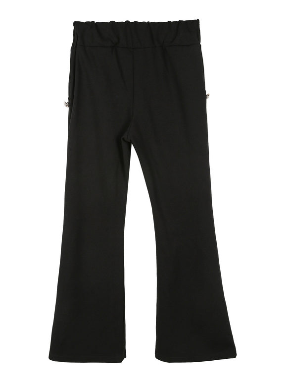 Flared trousers for girls with buttons