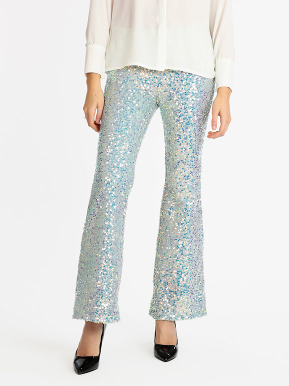 Flared trousers with sequins
