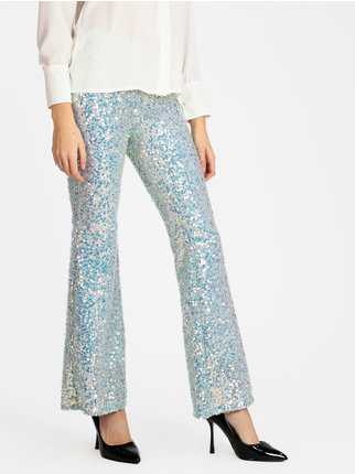Flared trousers with sequins