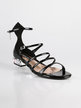 Flat sandals with ankle strap  black