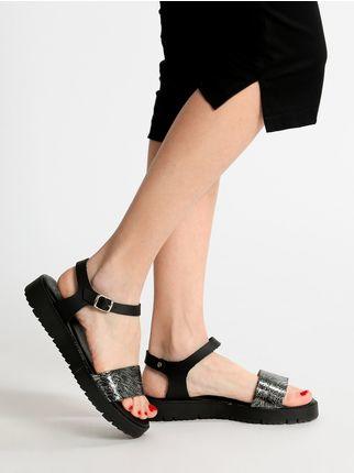 Flat sandals with satin details  black