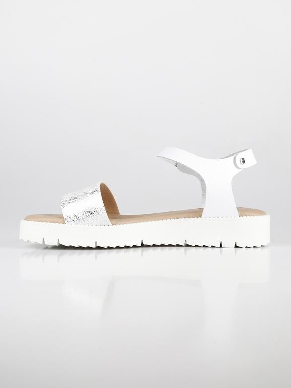 Flat sandals with satin details  white