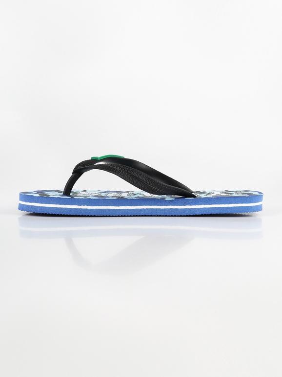 Flip flops with blue camouflage print