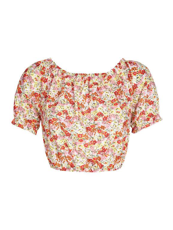 Floral cropped top in cotton