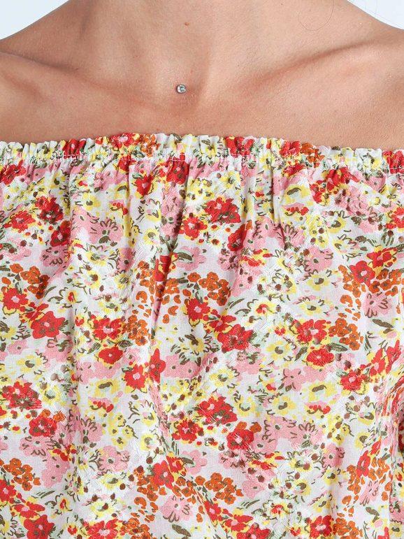 Floral cropped top in cotton