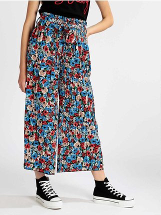 Floral wide leg women's trousers