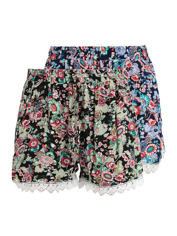 Floral women's shorts pack of 2 pieces