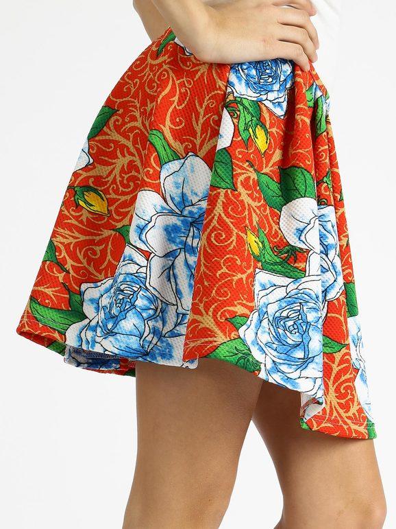 Flowered bell-shaped skirt
