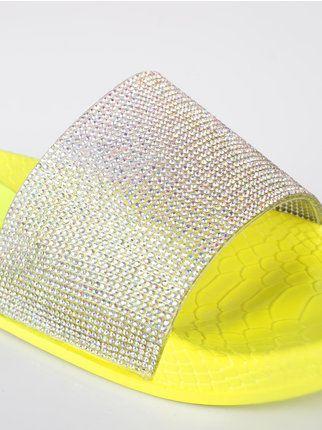 Fluo slippers with rhinestones