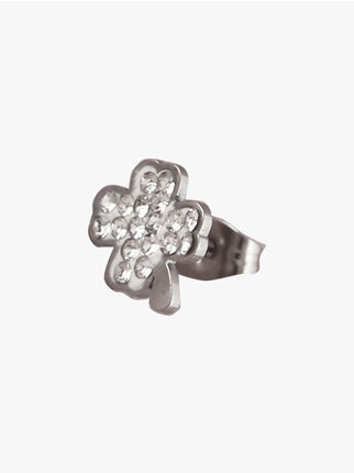 Four-leaf clover earring with rhinestones