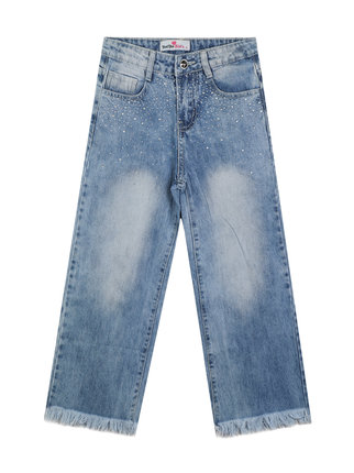 Frayed girl's jeans with rhinestones