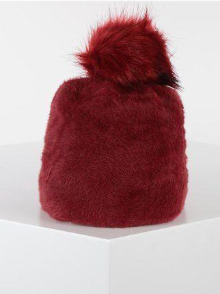 Furry hat with pompom
