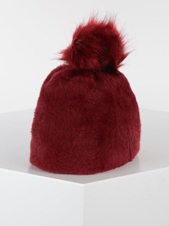 Furry hat with pompom