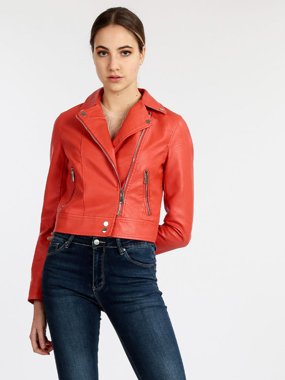 Giacca donna biker in ecopelle 