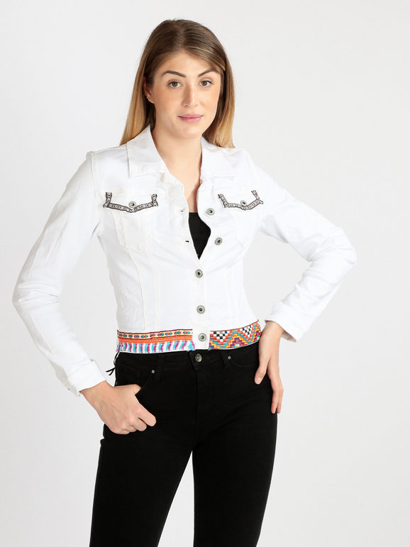 Giacca donna in jeans con ricami