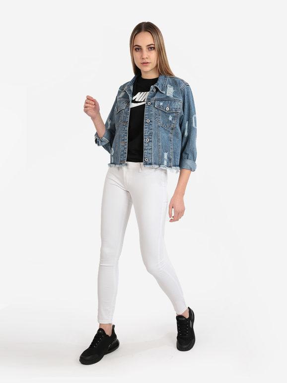 Giacca in jeans oversize con strappi