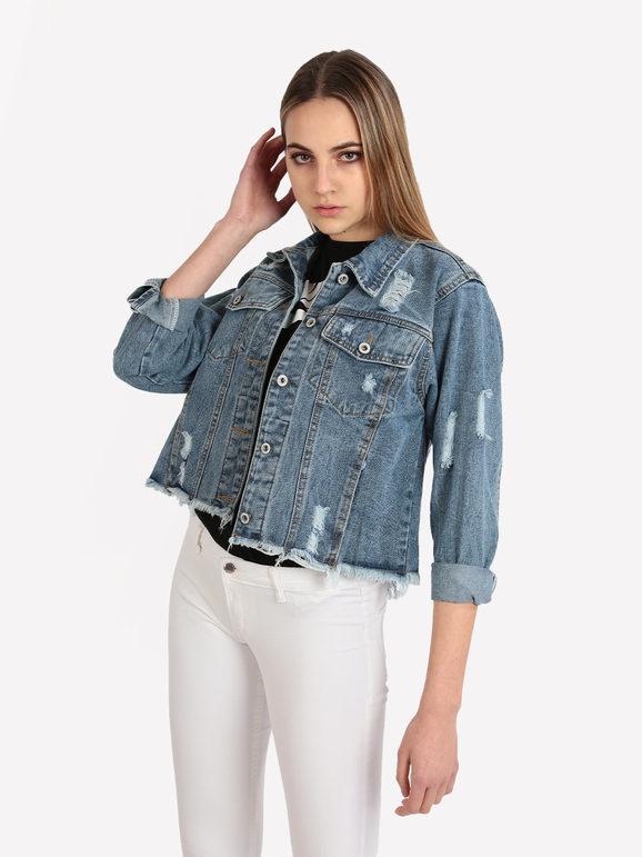 Giacca in jeans oversize con strappi