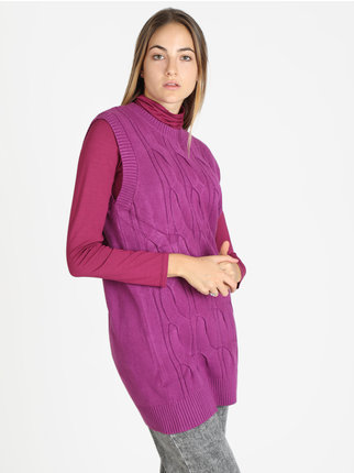 Gilet long tricoté pour femme