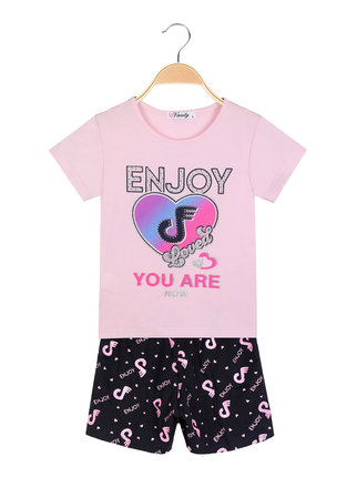 Girl's 2-piece set in cotton with glitter