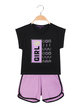 Girl's 2-piece sports short outfit with rhinestones