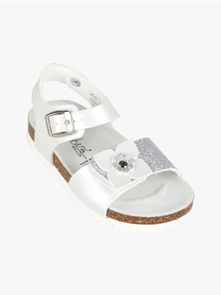 Girl's anatomical sandals with glitter