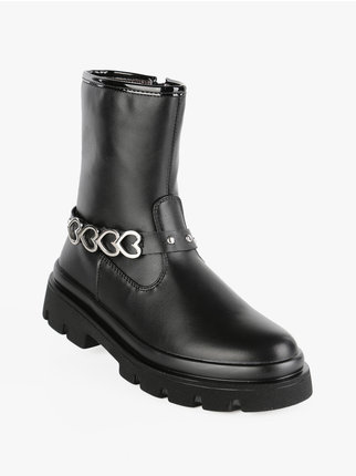 Girls' ankle boots with chain