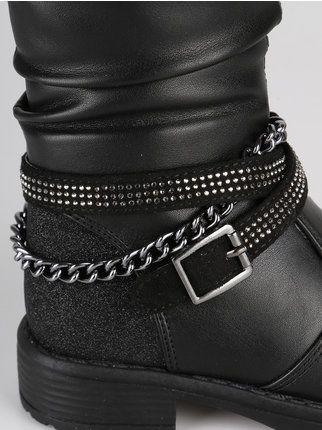 Girls boots with straps and chain