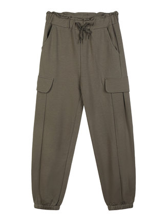 Girls' cotton trousers with cuffs