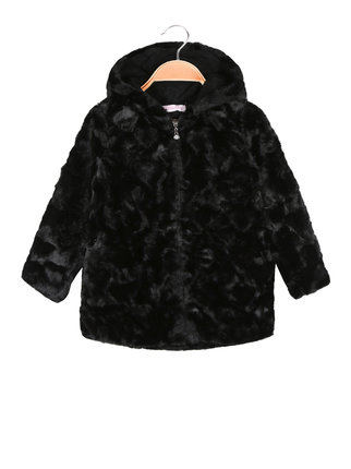 Girl's faux fur jacket with hood