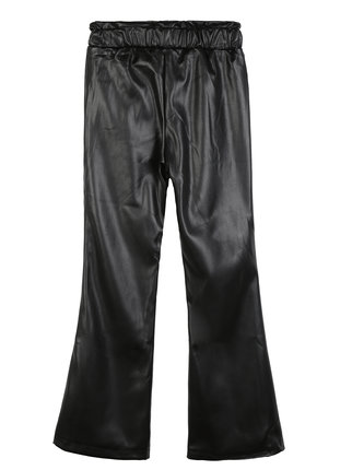 Girls' faux leather flared trousers