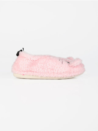 Girls furry closed slippers