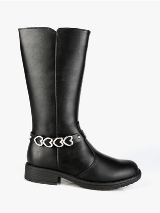 Girls high boots with zip