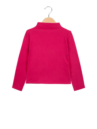 Girls' high-necked fleece sweater