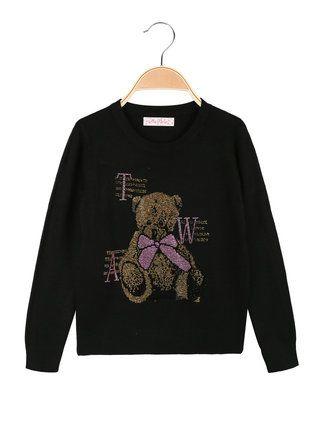 Girl's knitted pullover with rhinestones