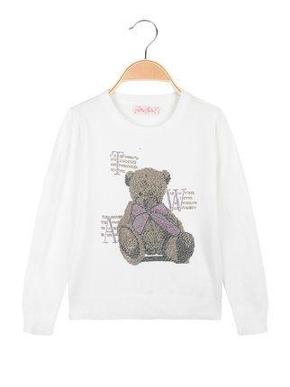 Girl's knitted pullover with rhinestones
