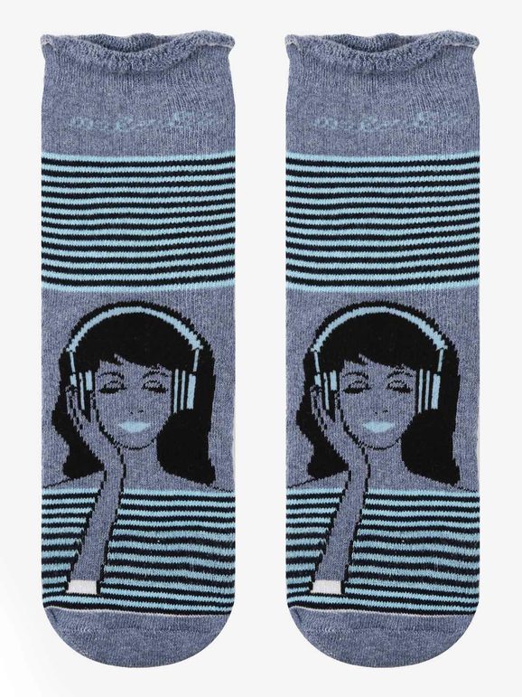 Girl's non-slip socks in warm cotton with prints