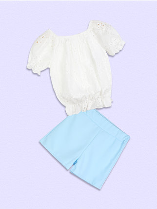 Girl's outfit with blouse and shorts