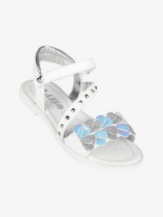 Girl's sandals with hearts and studs