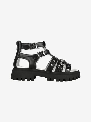 Girl's sandals with platform and rhinestones