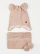 Girl's set hat + knitted neck warmer