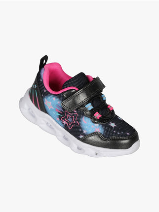Girl's sneakers with velcro closure and lights