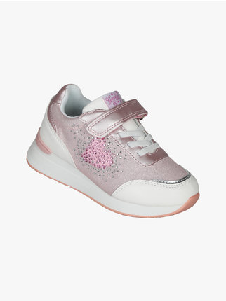 Girl's sneakers with wedge and rhinestones