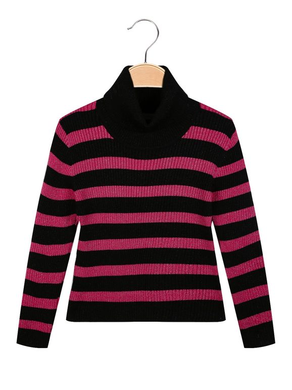 Girl's striped turtleneck pullover