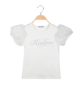 Girl's T-shirt with tulle balloon sleeves