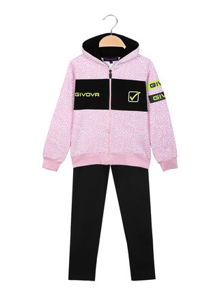 Girl's tracksuit with hood and zip
