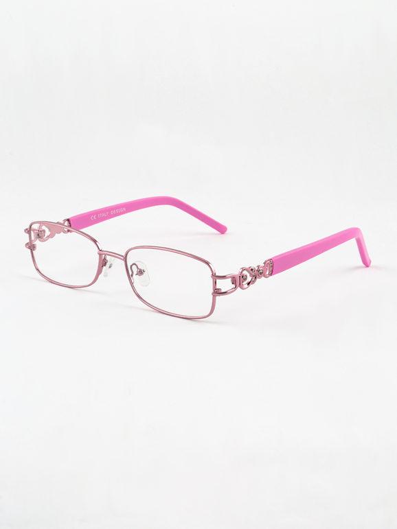 Glasses with transparent lenses and rhinestones