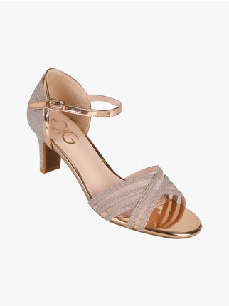 Glitter women's sandals closed on the heel