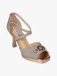 Glitter women's sandals with spool heel