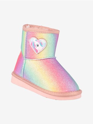 Glittery unicorn ankle boots for girls