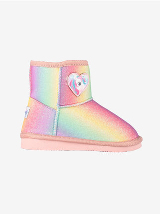 Glittery unicorn ankle boots for girls